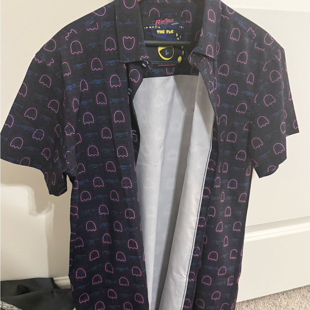 Retro Rifle Pac-Man Tactical collared button up tee